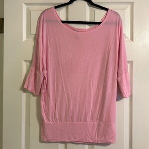 Simlu Scoop Neck Pink 3/4 Sleeve Tee